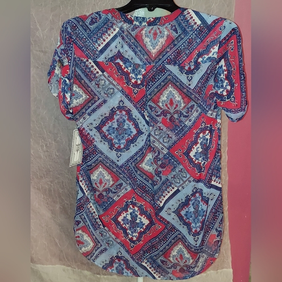 NEW To Tie Or Not To Tie Button Down Shirt Top from Christopher Banks size small - Picture 5 of 7